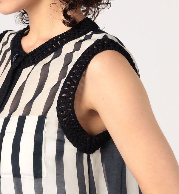 DES PRES「コットンシルクローンストライプ スリーブレスジレ」|シャツ・ブラウス|