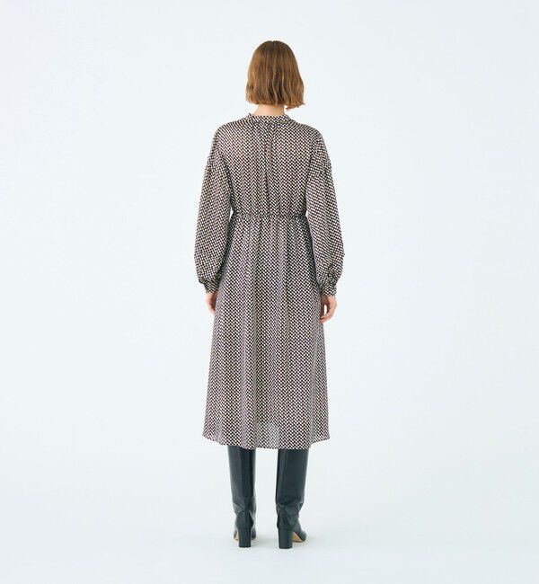 Ballsey「ラグスクエアプリント ウエストギャザーワンピース」|ワンピース|