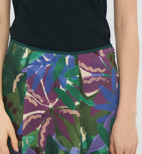 CABaN「ポリエステル リーフプリントフレアスカート」|スカート|