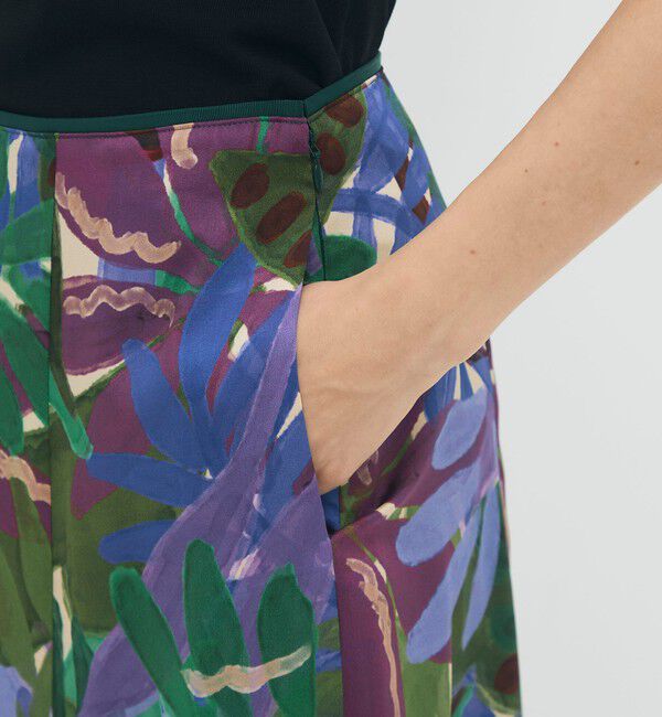 CABaN「ポリエステル リーフプリントフレアスカート」|スカート|