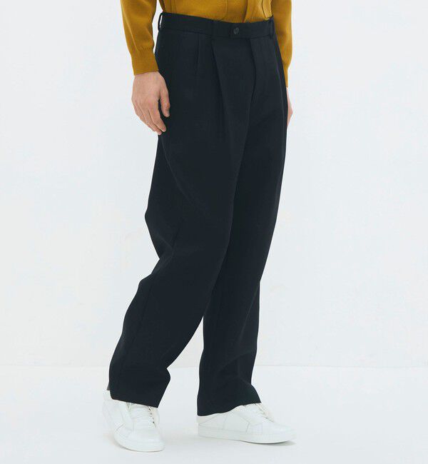 CABaN「ウールダブルクロス 2タックワイドテーパードパンツ」|チノ|