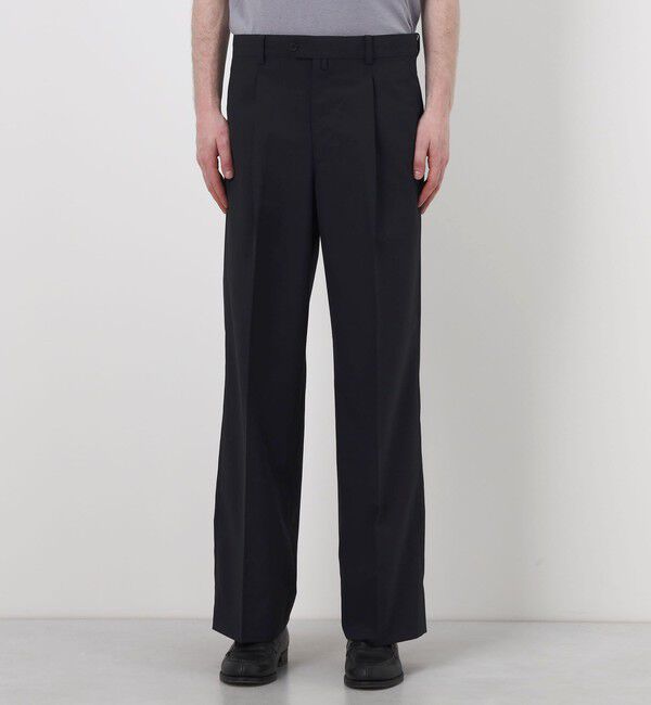 TOMORROWLAND MENS「ポリエステルウールトロピカル 1プリーツワイドストレートアジャスターパンツ」|スラックス|