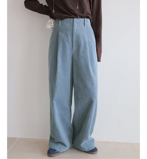JOURNAL STANDARD relume「《追加2》ウォッシャブルコーデュロイタックワイドパンツ」|その他|サックスブルー