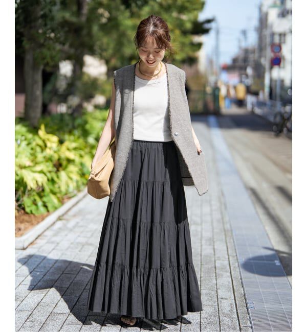 Spick and Span「HYU ギャザーティアードスカート」|スカート|