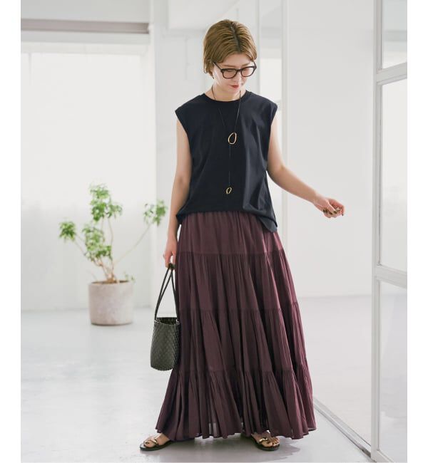 Spick and Span「HYU ギャザーティアードスカート」|スカート|