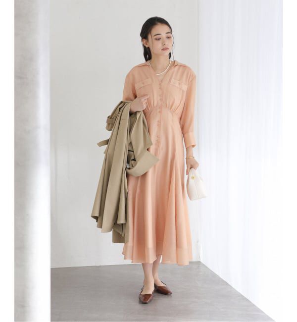  「【洗える】ポケットシャツワンピース」|ワンピース|