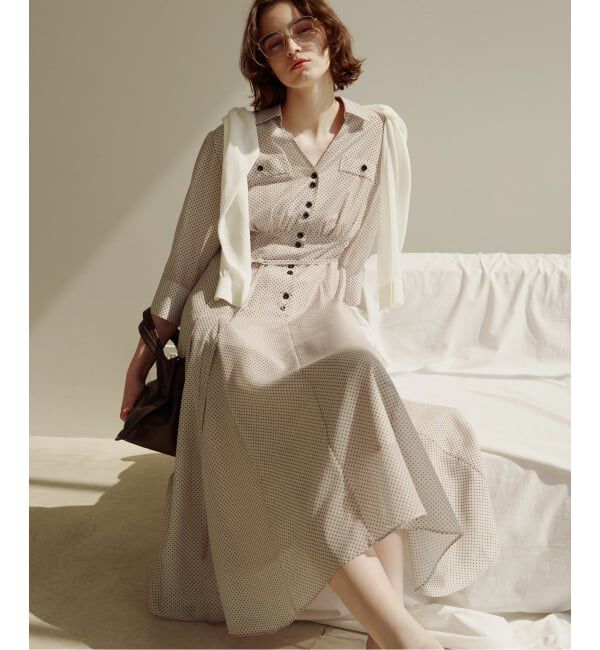  「【洗える】ポケットシャツワンピース」|ワンピース|ベージュ