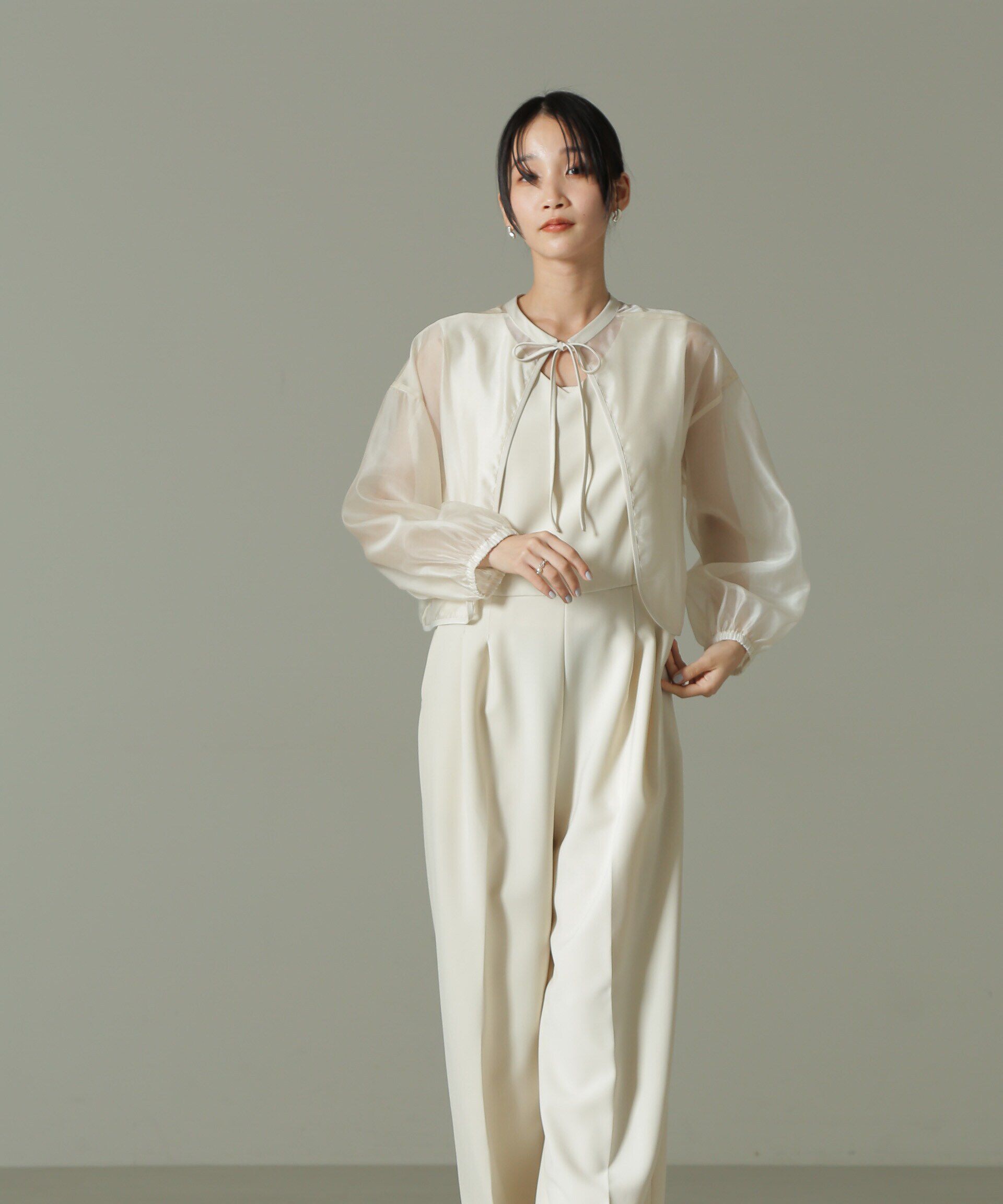 nano･universe「オーガンジーボレロ＆オールインワンセットパンツ」|ワンピース|