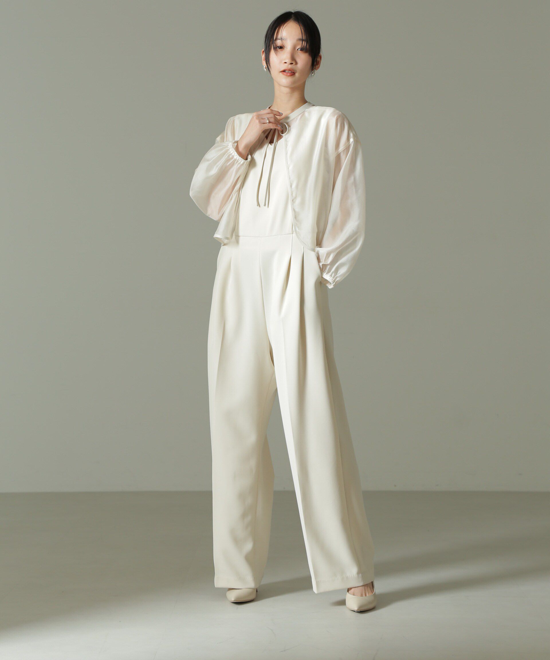 nano･universe「オーガンジーボレロ＆オールインワンセットパンツ」|ワンピース|