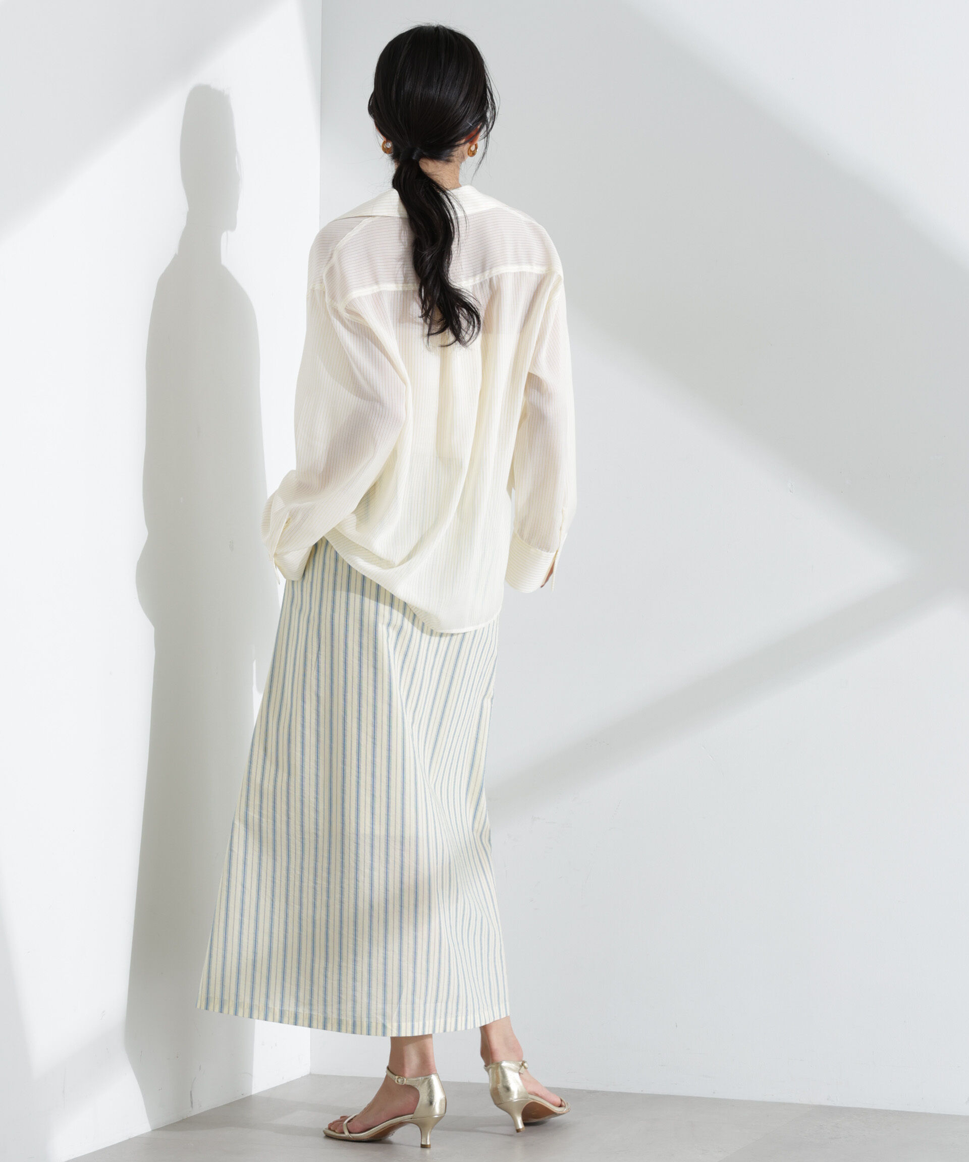 nano･universe「マルチボタンシアーストライプシャツ(セットアップ可)」|シャツ・ブラウス|