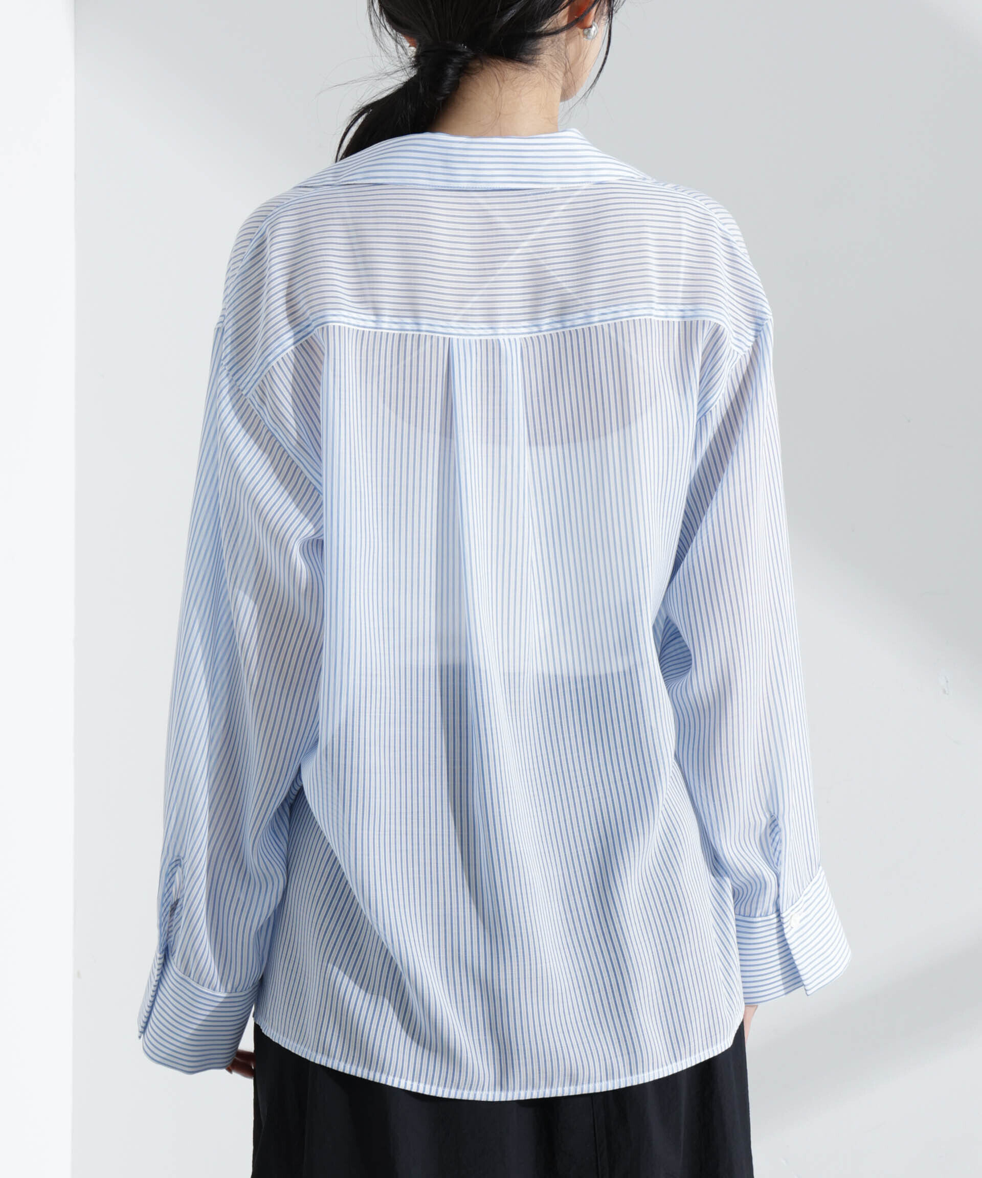 nano･universe「マルチボタンシアーストライプシャツ(セットアップ可)」|シャツ・ブラウス|