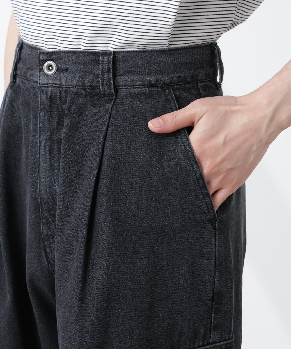 nano･universe「ビッグポケットデニムワイドカーゴパンツ」|チノ|