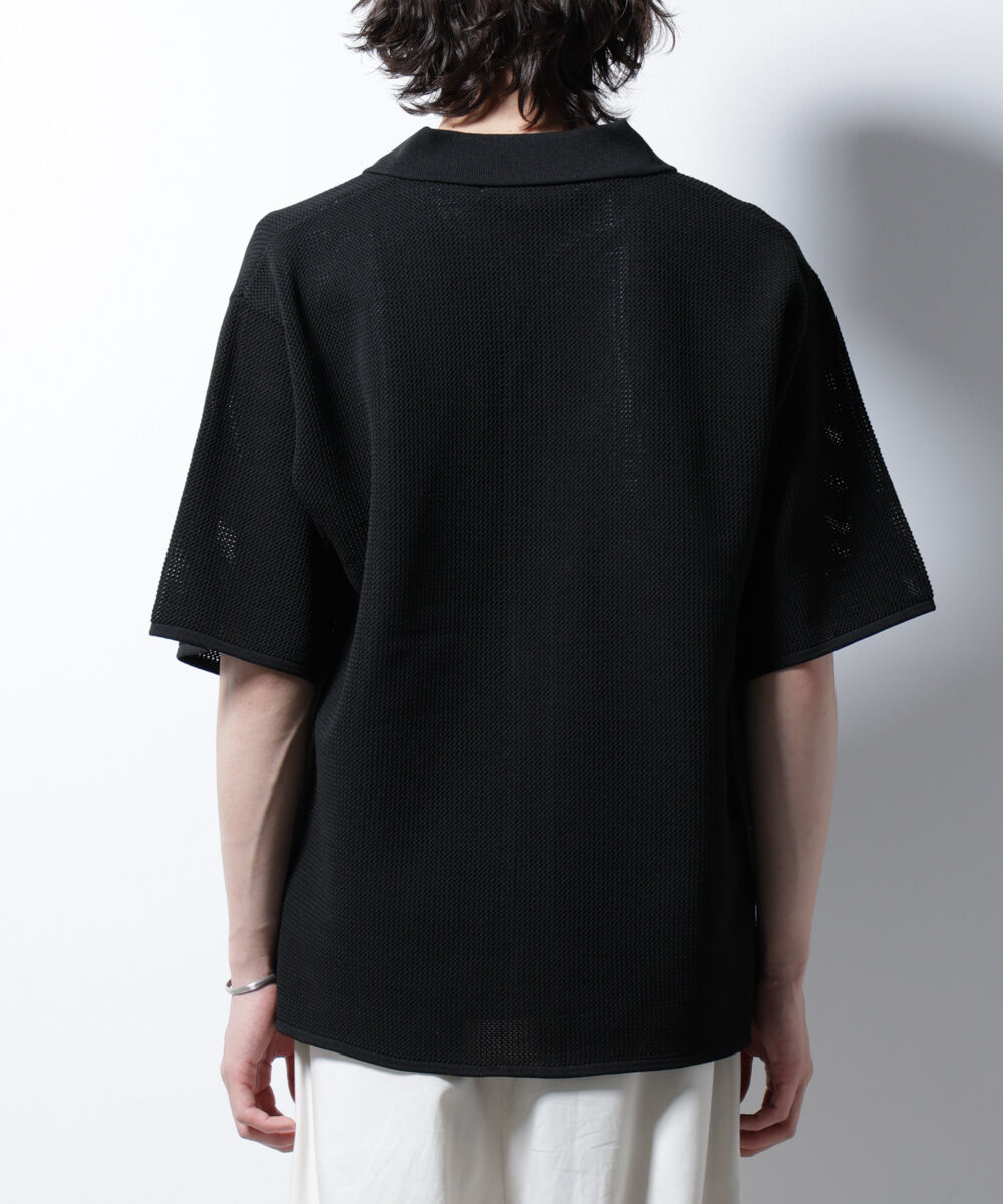 nano･universe「スポンディッシュ メッシュオープンカラーニットシャツ」|ニット・セーター|