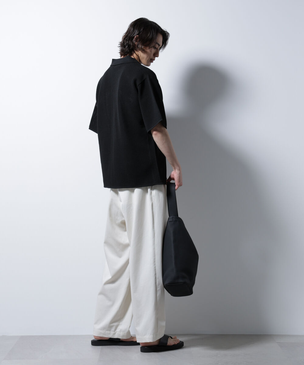 nano･universe「スポンディッシュ メッシュオープンカラーニットシャツ」|ニット・セーター|