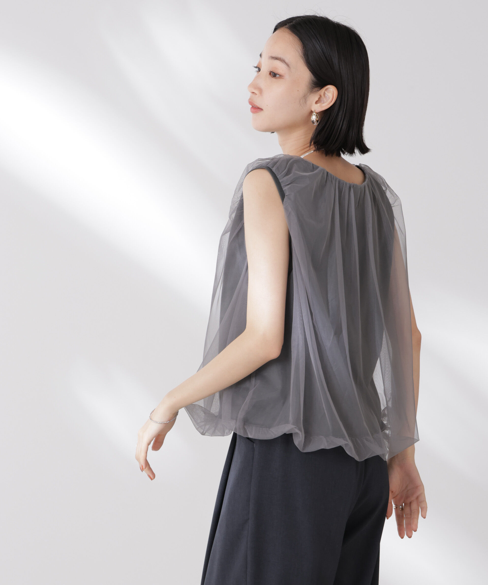 nano･universe「チュールレイヤードコクーンシルエットトップス」|Tシャツ・カットソー|