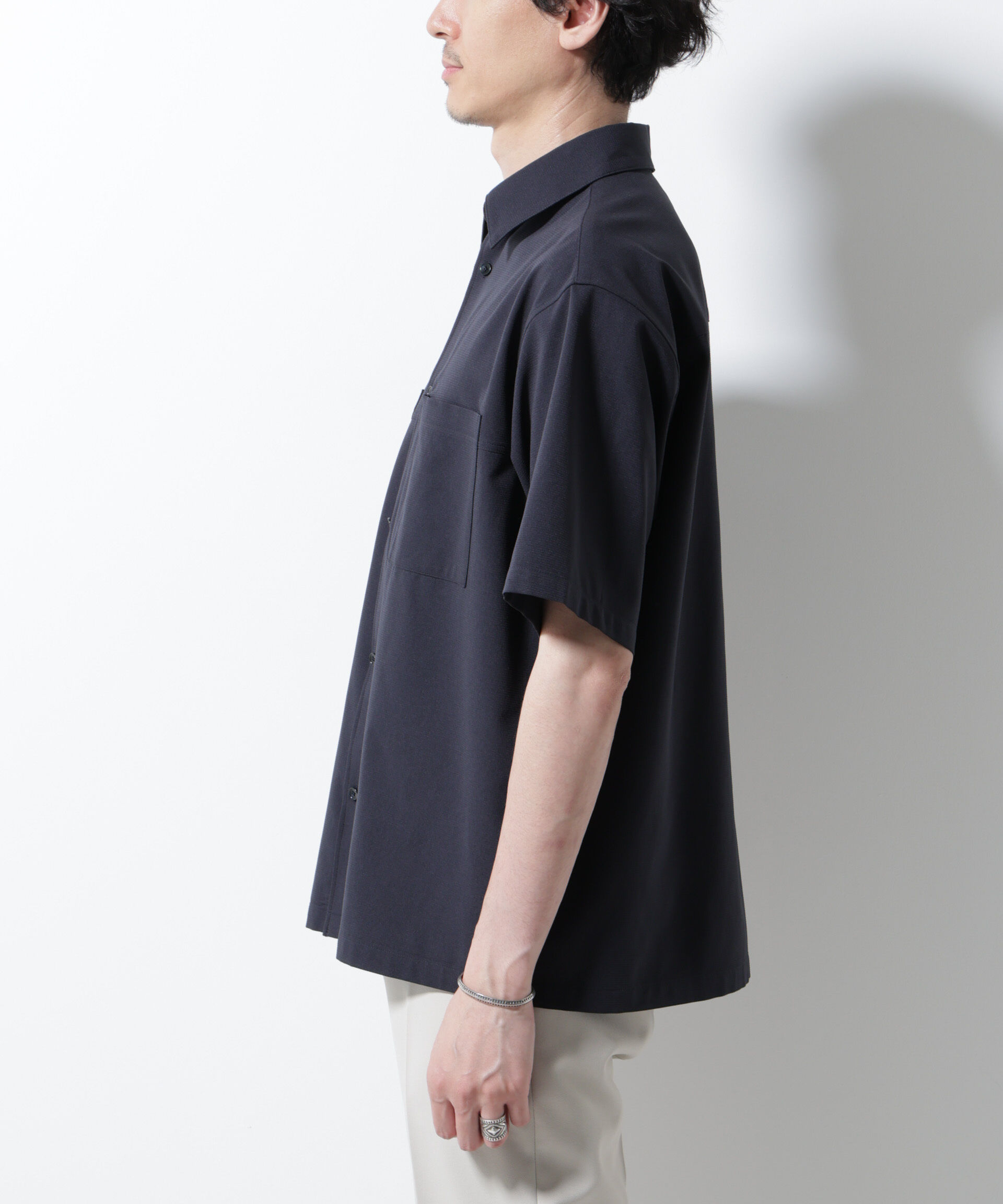 nano･universe「DotAir(R)ミニホールストレッチシャツ半袖/吸水速乾(セットアップ可)」|シャツ・ブラウス|