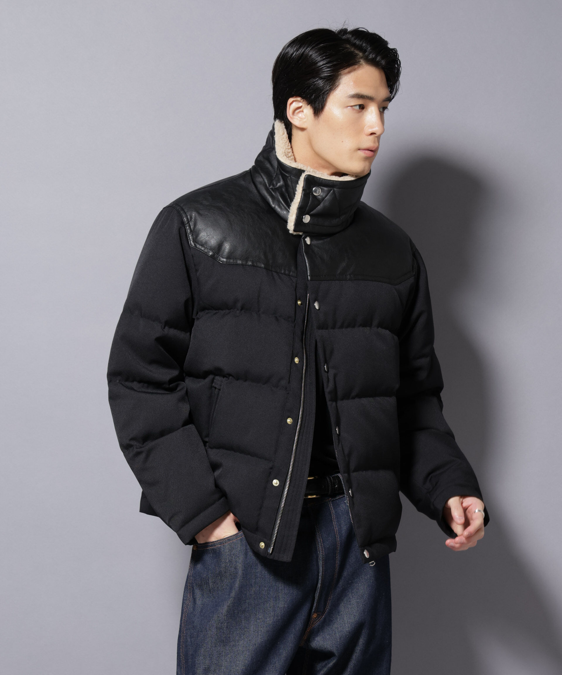 nano･universe「「西川ダウン(R)」ボアカラーサージショートダウン」|ダウン|