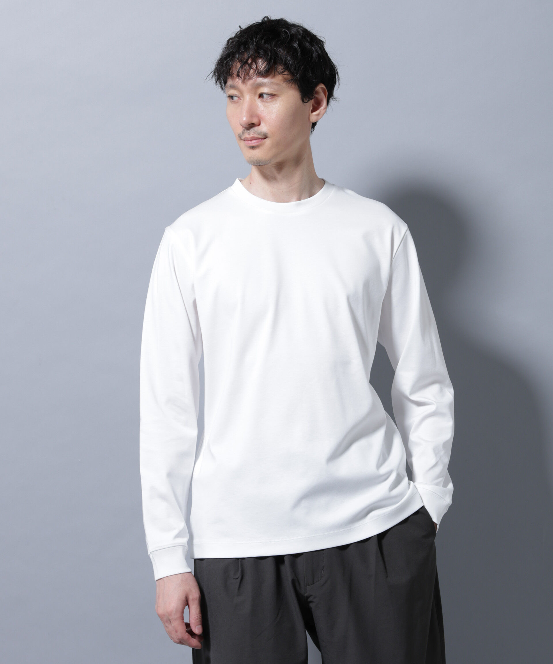 nano･universe「アンチスメルクルーネックTシャツ 長袖」|Tシャツ・カットソー|ホワイト