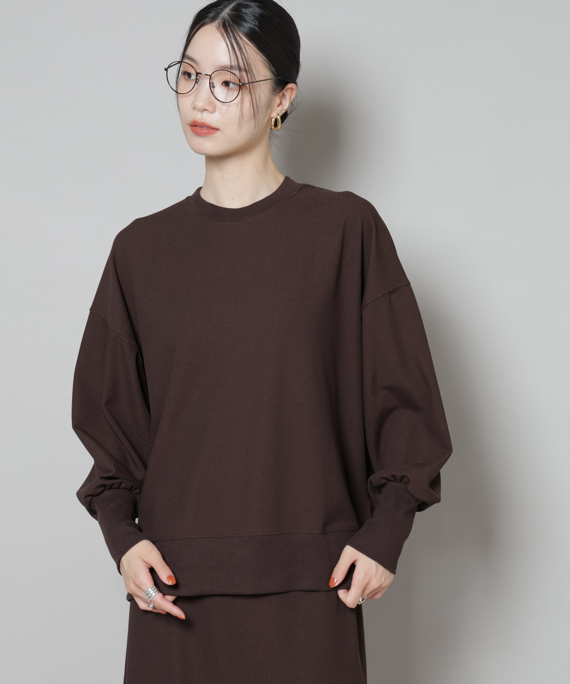 nano･universe「サカリバカットワイドクルーネックトップス(セットアップ可)」|Tシャツ・カットソー|