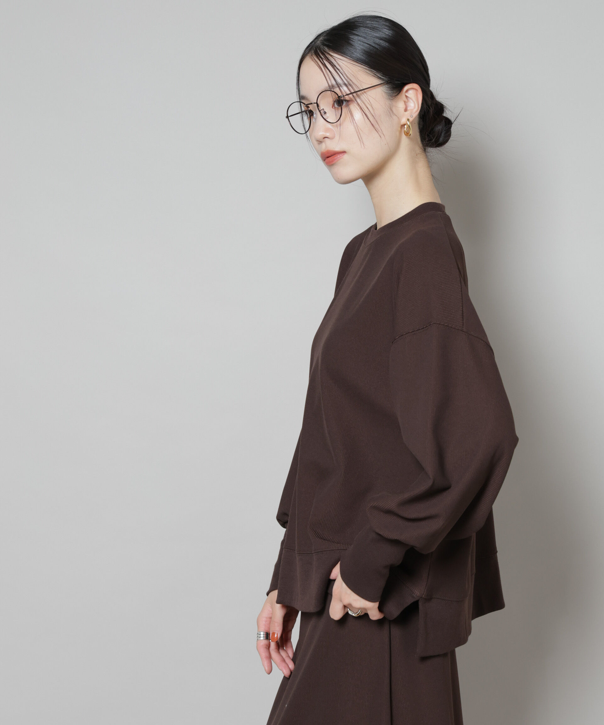 nano･universe「サカリバカットワイドクルーネックトップス(セットアップ可)」|Tシャツ・カットソー|