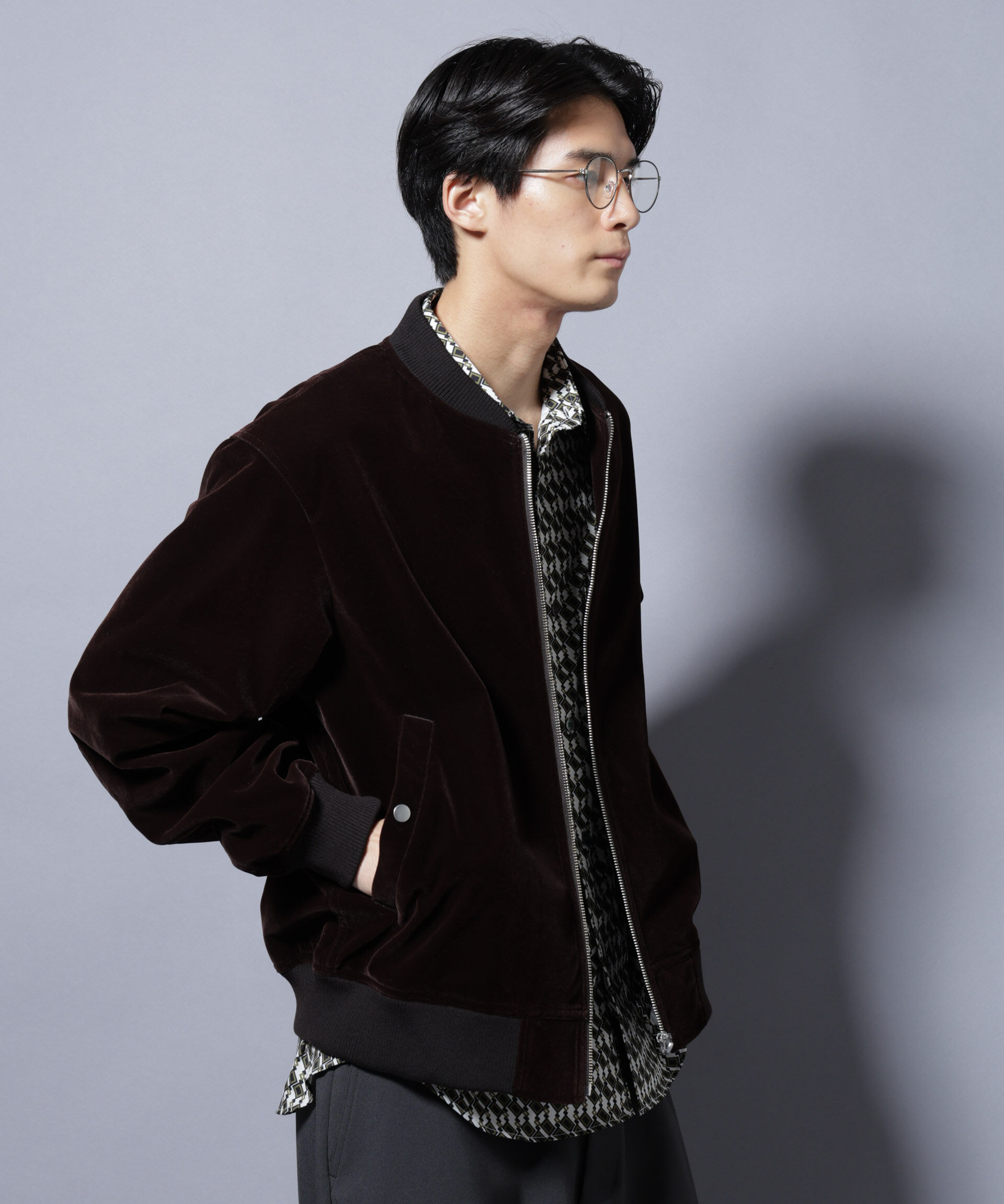 nano･universe「ベロア MA-1」|ブルゾン・スタジャン|