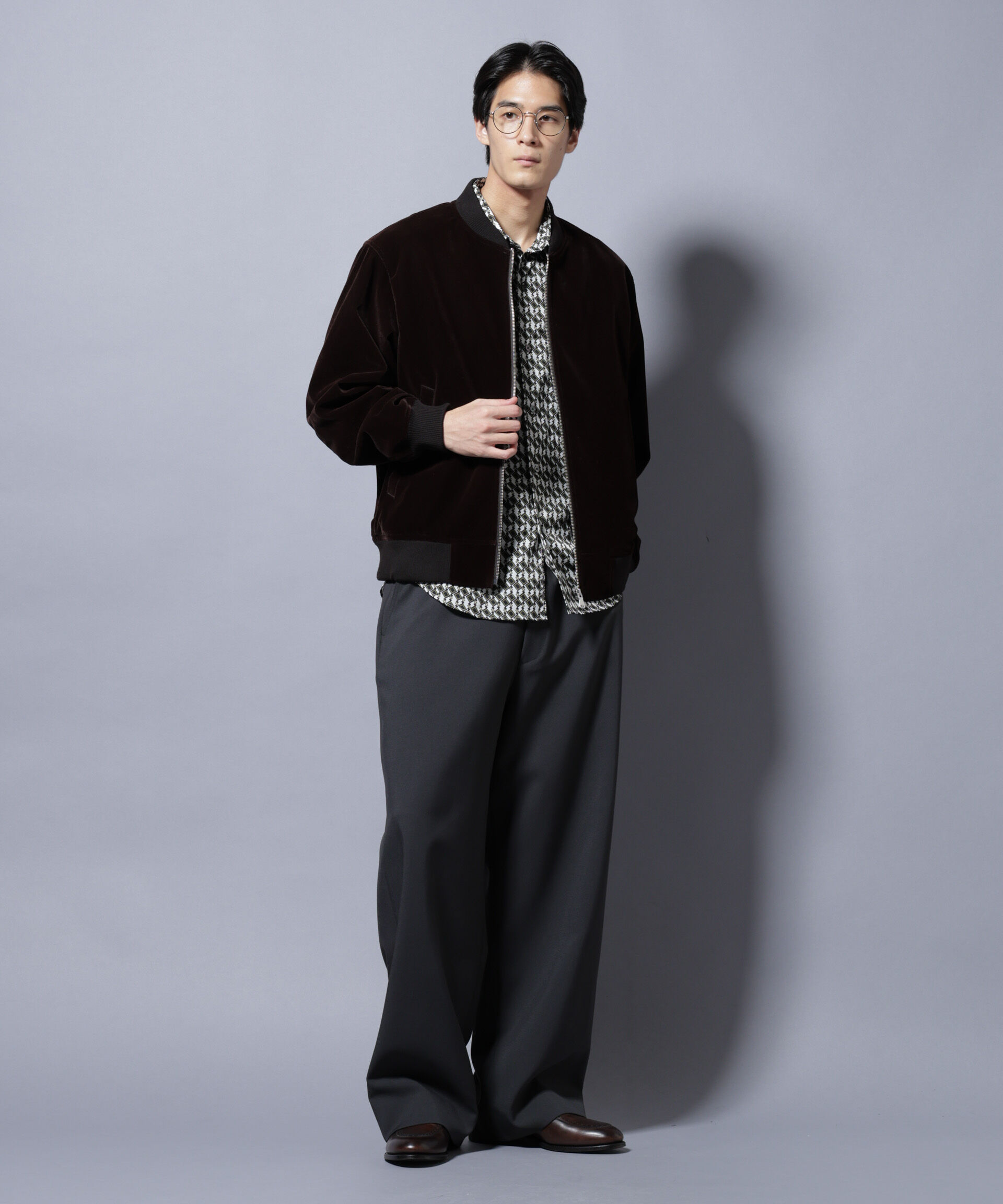 nano･universe「ベロア MA-1」|ブルゾン・スタジャン|