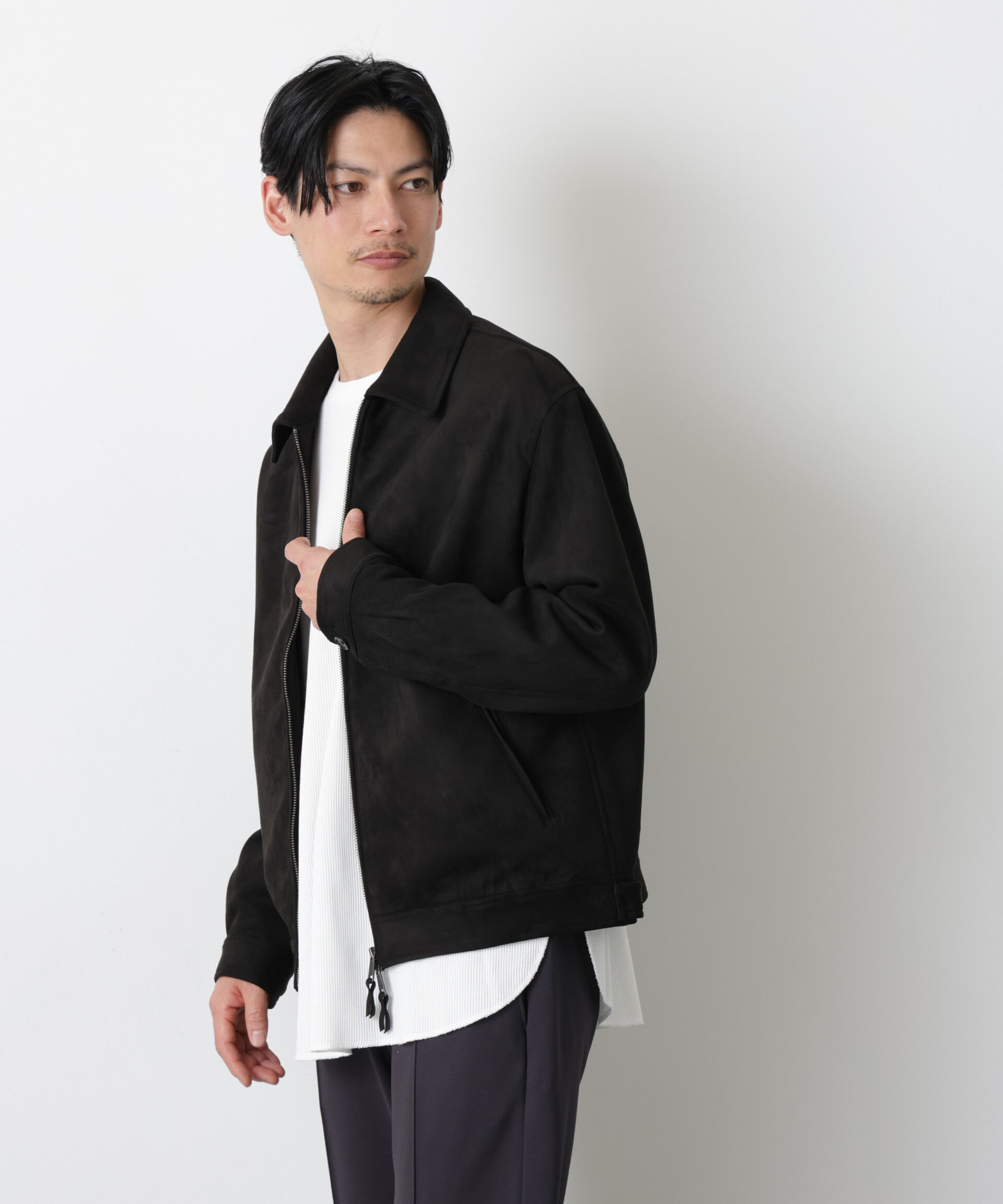 nano･universe「「モダンコンフォート」 フェイクスエードブルゾン」|ブルゾン・スタジャン|