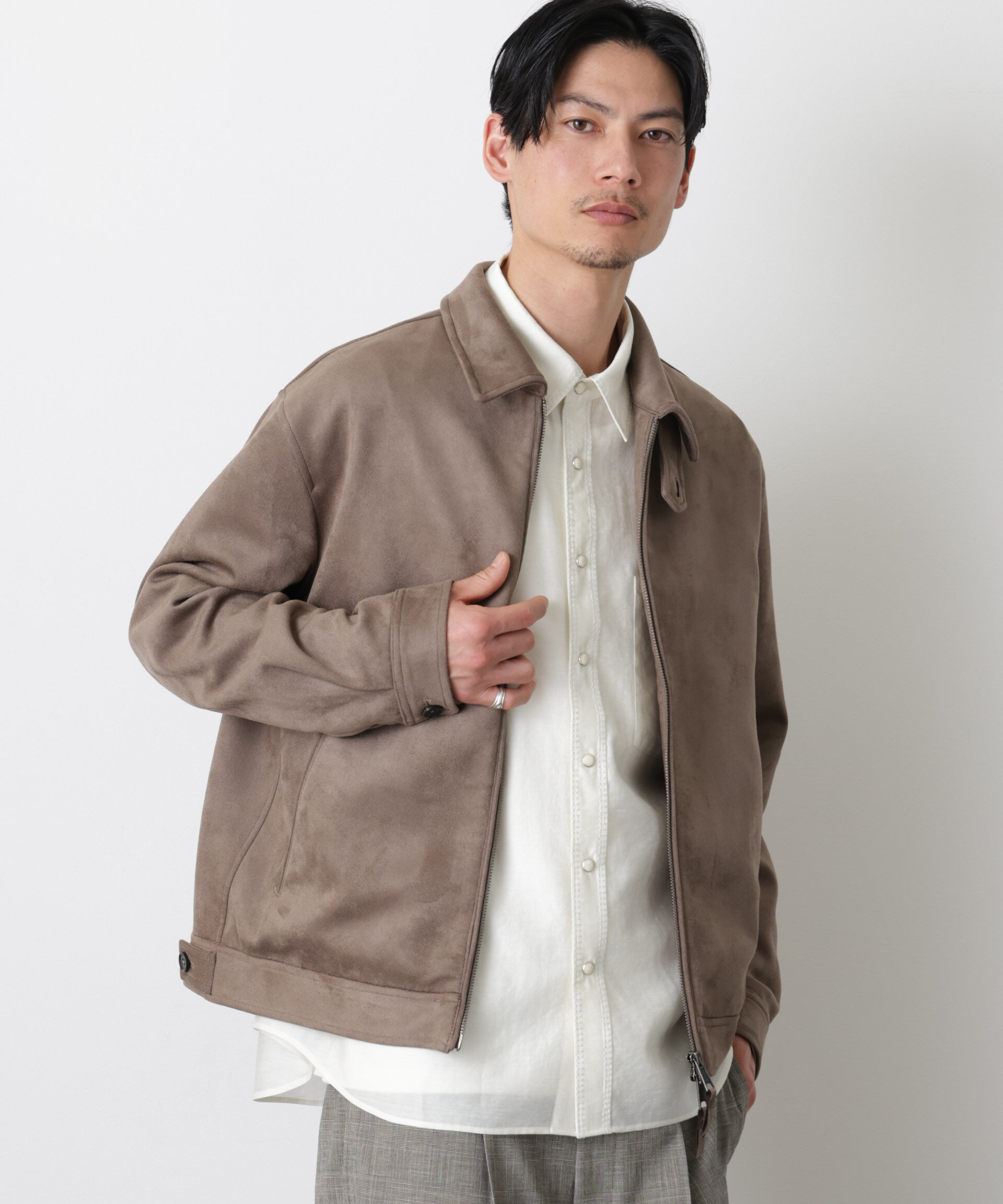 nano･universe「「モダンコンフォート」 フェイクスエードブルゾン」|ブルゾン・スタジャン|