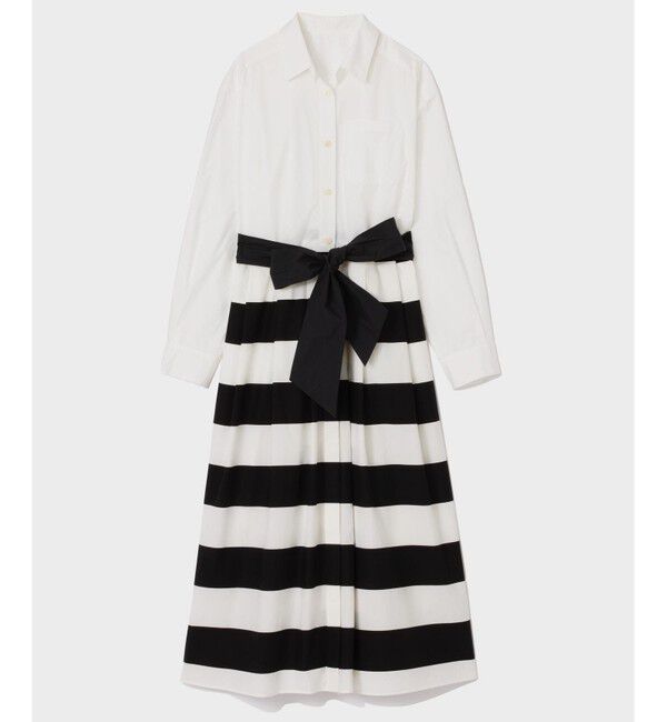  「ボーダーコンビシャツワンピース」|ワンピース|