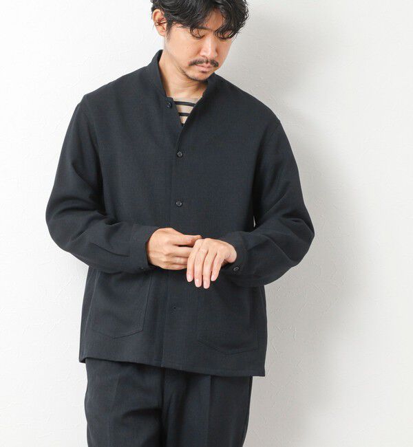 NOLLEY'S goodman「《セットアップ対応》LANATEC ウーステッドサージストレッチ マオカラーシャツブルゾン」|ブルゾン・スタジャン|