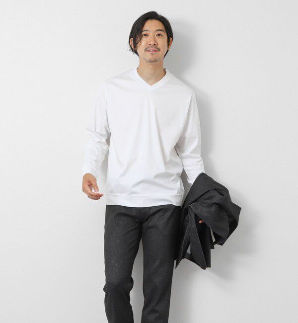 NOLLEY'S goodman「《ビジカジ対応》シルケットスムースドレスL/S V Tシャツ 25AW」|Tシャツ・カットソー|