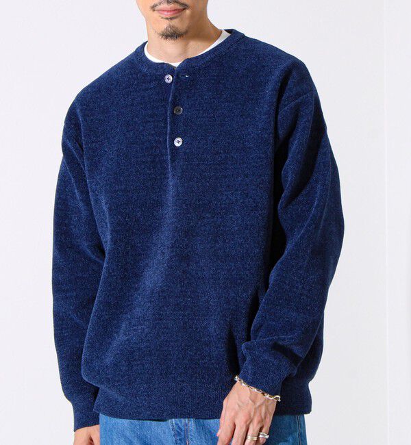 GLOSTER「【昨年人気アイテム再登場！チクチクしないニット】モールバックボーダー ヘンリーネックニット」|ニット・セーター|