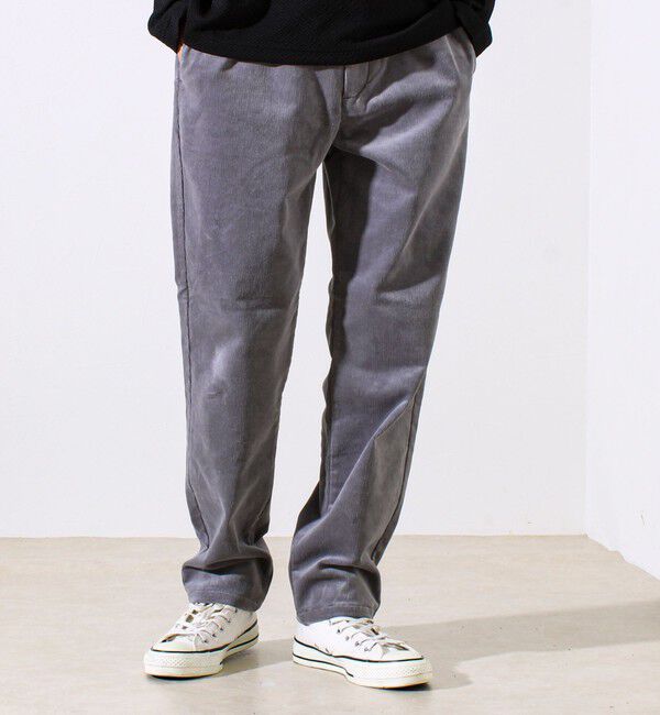 GLOSTER「【あったか快適なのに上品見え】コール裏フリースストレッチイージーパンツ」|チノ|グレー