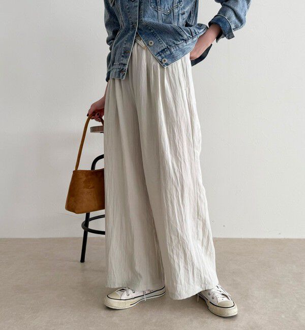 fredy emue「こなれワッシャータックイージーパンツ」|チノ|ベージュ