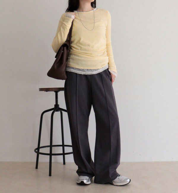 fredy emue「サイドギャザーシアーロンTシャツ」|Tシャツ・カットソー|