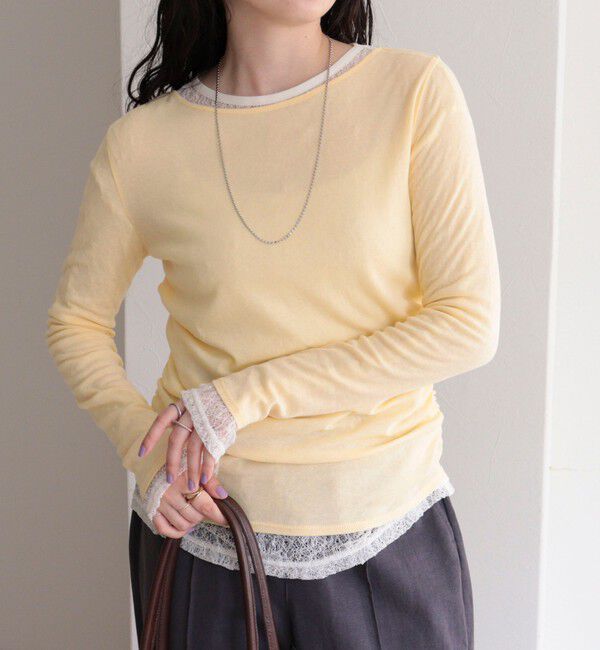 fredy emue「サイドギャザーシアーロンTシャツ」|Tシャツ・カットソー|