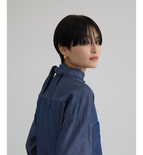 SALON adam et rope'「【WEB限定】フラールボウタイデニムブラウス」|シャツ・ブラウス|