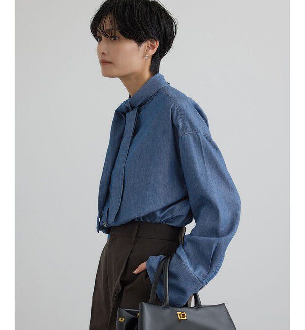 SALON adam et rope'「【WEB限定】フラールボウタイデニムブラウス」|シャツ・ブラウス|