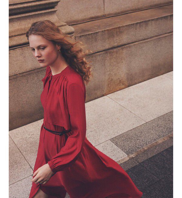 ROPE「ギャザーヨークサテンワンピース/イージーケア」|ワンピース|