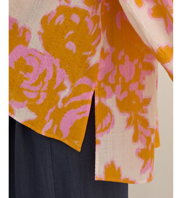 ROPE「【DEVEAUX（デヴォー）】別注ボカシフラワーボリュームスリーブブラウス/洗える」|シャツ・ブラウス|