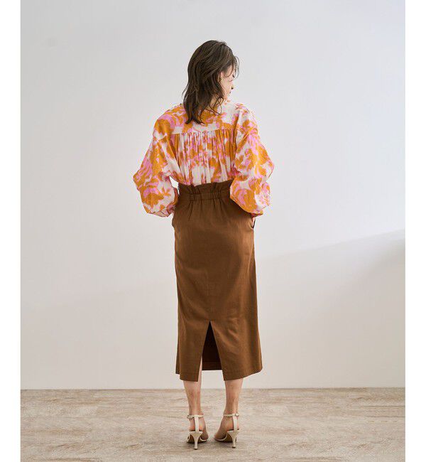 ROPE「【DEVEAUX（デヴォー）】別注ボカシフラワーボリュームスリーブブラウス/洗える」|シャツ・ブラウス|