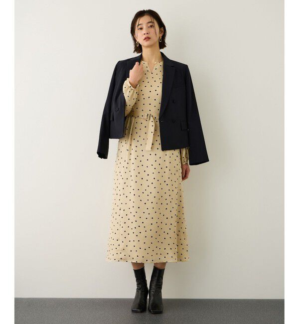 ROPE「ドットプリントウエストベルトワンピース」|ワンピース|