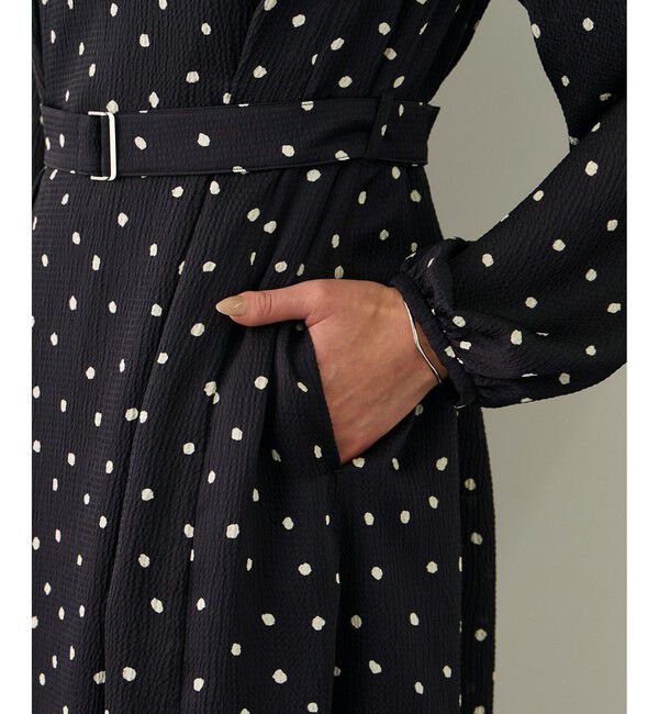 ROPE「ドットプリントウエストベルトワンピース」|ワンピース|