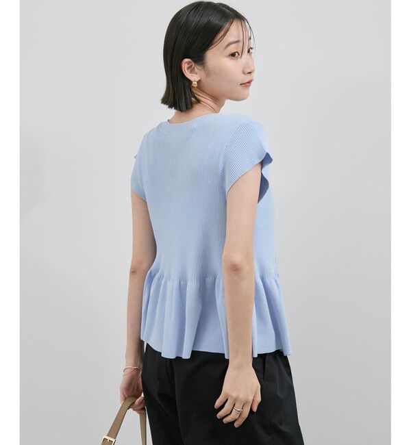 VIS「【アンチピリング/洗える】美SMARTショートスリーブペプラムニット」|ニット・セーター|