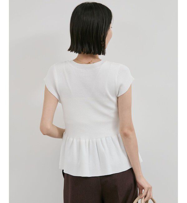 VIS「【アンチピリング/洗える】美SMARTショートスリーブペプラムニット」|ニット・セーター|