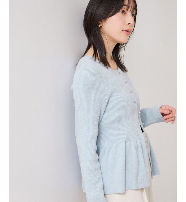 VIS「ペプラム切替モールニットカーディガン/イージーケア」|カーディガン|