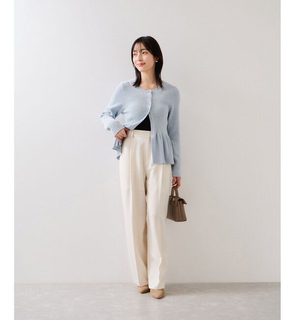 VIS「ペプラム切替モールニットカーディガン/イージーケア」|カーディガン|