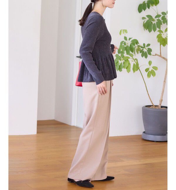 VIS「ペプラム切替モールニットカーディガン/イージーケア」|カーディガン|