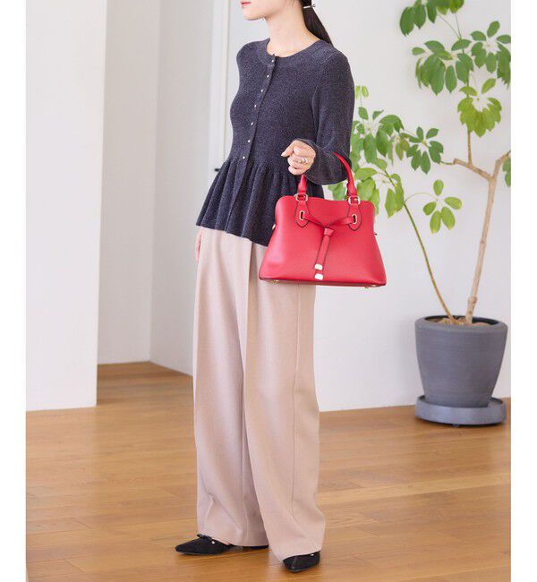 VIS「ペプラム切替モールニットカーディガン/イージーケア」|カーディガン|