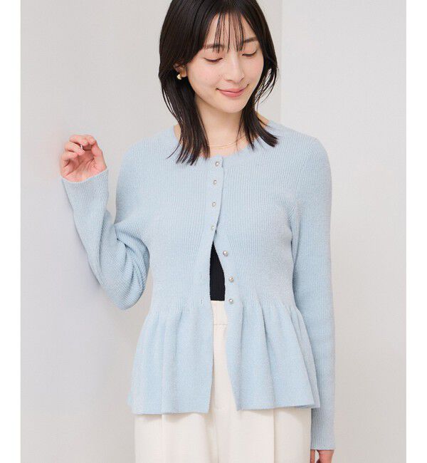 VIS「ペプラム切替モールニットカーディガン/イージーケア」|カーディガン|